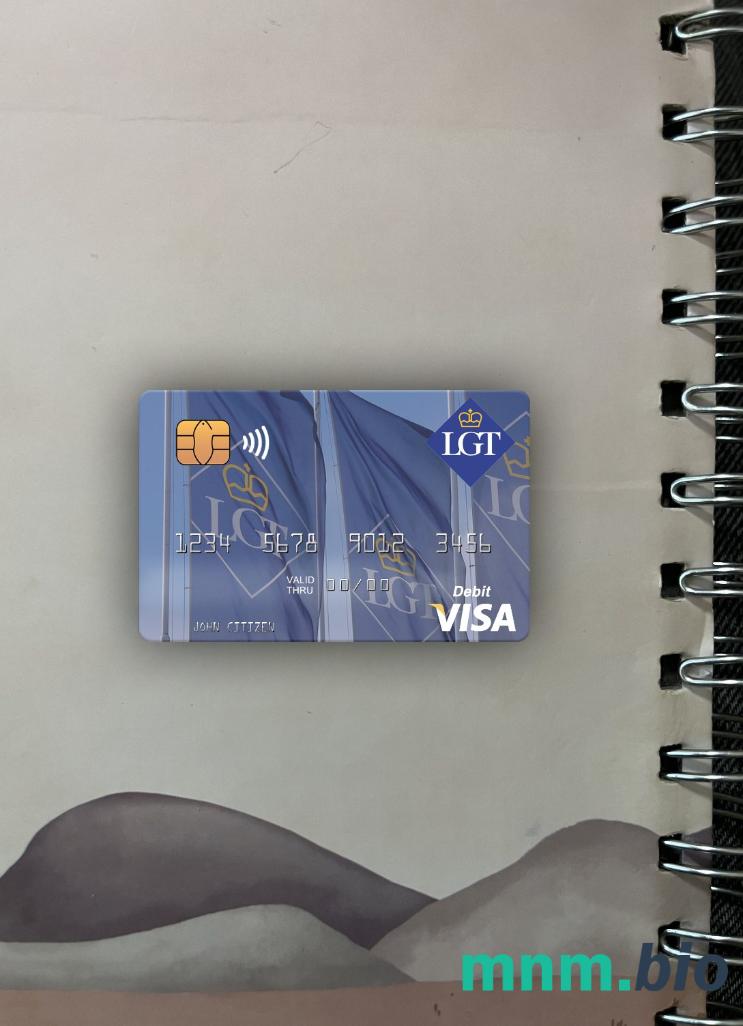 Liechtenstein LGT bank visa obciążyć card wygląd fotograficzny skan PSD + zdjęcie